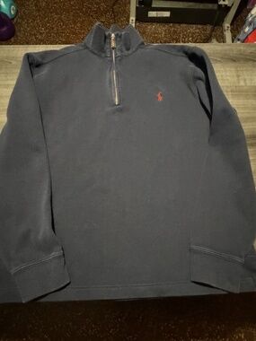 Polo Ralph Lauren Navy Blue 1/4 Zip Sweater GUC Size Small Cotton